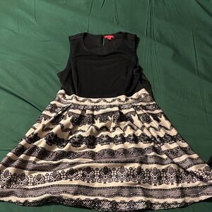 Elle Black Dress with Cream Lace Detail
